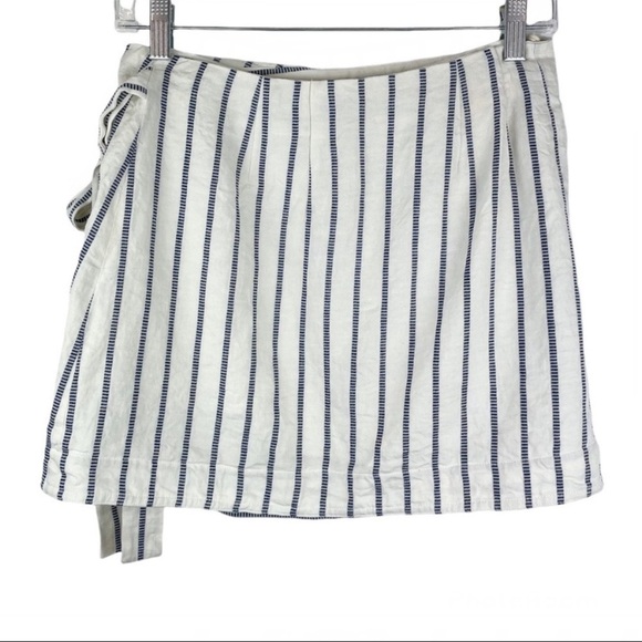 Theory Stripe Wrap Tie Mini Skirt - Picture 7 of 8
